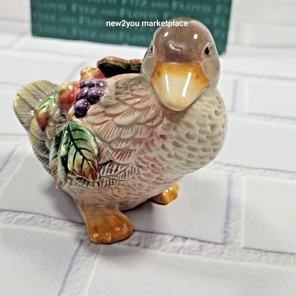 Vintage Fitz & Floyd Salt & Pepper Shakers Autumn Splendor Ceramic Goose Duck - Picture 9 of 12